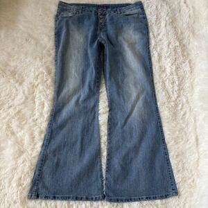 Deb Jeans Womens Size 20 Blue Medium Wash Button Fly Y2K Flare Leg Denim Pants
